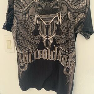 Throwdown Premium T Shirt Mens Large Black Snakes Wings Y2K Graphic Tee